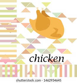 Chicken meat, cartoon, vector illustration, food background.