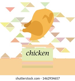 Chicken meat, cartoon, vector illustration, food background.