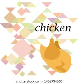Chicken meat, cartoon, vector illustration, food background.