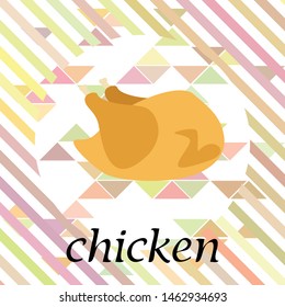 Chicken meat, cartoon, vector illustration, food background.