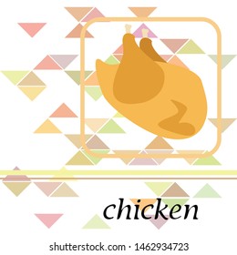 Chicken meat, cartoon, vector illustration, food background.