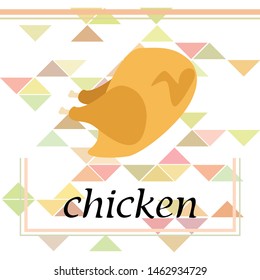 Chicken meat, cartoon, vector illustration, food background.