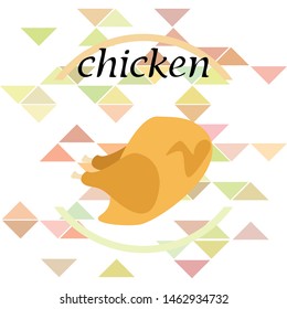 Chicken meat, cartoon, vector illustration, food background.