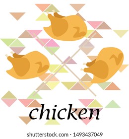 Chicken meat, cartoon, vector illustration, food background.