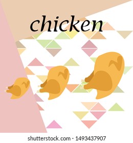 Chicken meat, cartoon, vector illustration, food background.
