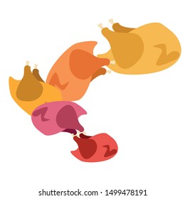 Chicken meat, cartoon, vector illustration, food background.