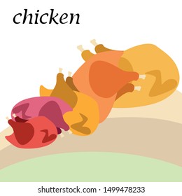Chicken meat, cartoon, vector illustration, food background.