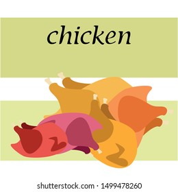 Chicken meat, cartoon, vector illustration, food background.