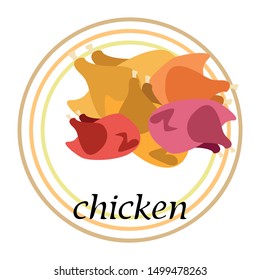 Chicken meat, cartoon, vector illustration, food background.