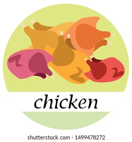 Chicken meat, cartoon, vector illustration, food background.