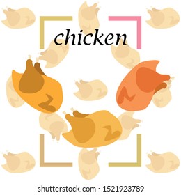 Chicken meat, cartoon, vector illustration, food background.