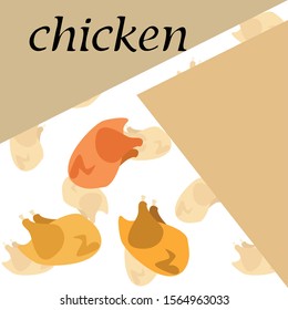 Chicken meat, cartoon, vector illustration, food background.