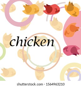 Chicken meat, cartoon, vector illustration, food background.