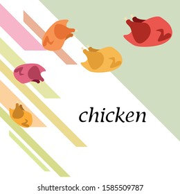 Chicken meat, cartoon, vector illustration, food background.