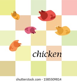 Chicken meat, cartoon, vector illustration, food background.