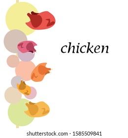 Chicken meat, cartoon, vector illustration, food background.