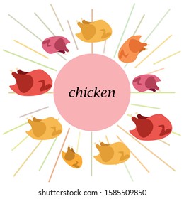Chicken meat, cartoon, vector illustration, food background.
