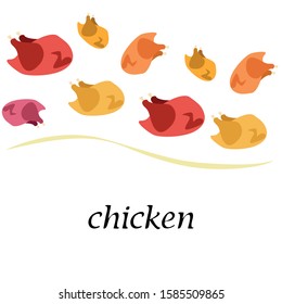 Chicken meat, cartoon, vector illustration, food background.