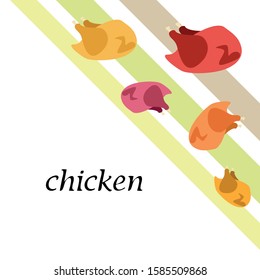 Chicken meat, cartoon, vector illustration, food background.