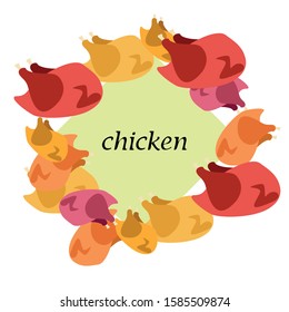 Chicken meat, cartoon, vector illustration, food background.