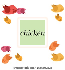 Chicken meat, cartoon, vector illustration, food background.