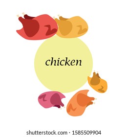 Chicken meat, cartoon, vector illustration, food background.