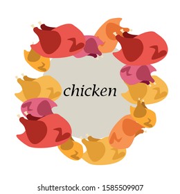 Chicken meat, cartoon, vector illustration, food background.