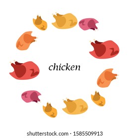 Chicken meat, cartoon, vector illustration, food background.