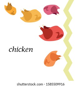 Chicken meat, cartoon, vector illustration, food background.