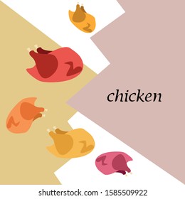 Chicken meat, cartoon, vector illustration, food background.