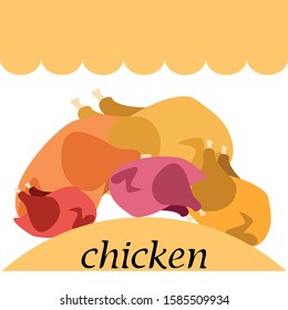 Chicken meat, cartoon, vector illustration, food background.
