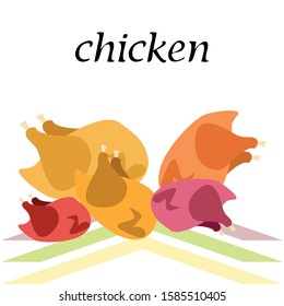 Chicken meat, cartoon, vector illustration, food background.
