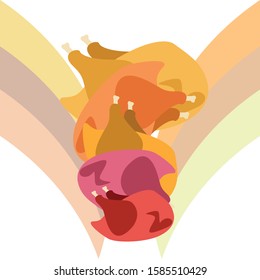 Chicken meat, cartoon, vector illustration, food background.