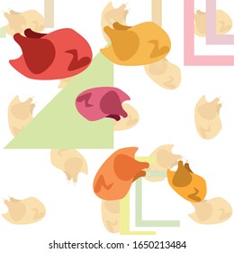 Chicken meat cartoon vector illustration, food background.