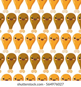 chicken meat character kawaii style