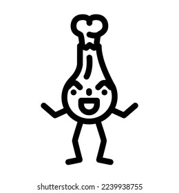 chicken meat character line icon vector. chicken meat character sign. isolated contour symbol black illustration