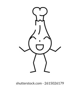 chicken meat character line icon vector. chicken meat character sign. isolated contour symbol black illustration