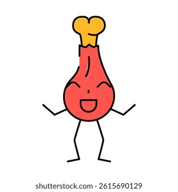 chicken meat character line icon vector. chicken meat character sign. isolated symbol illustration