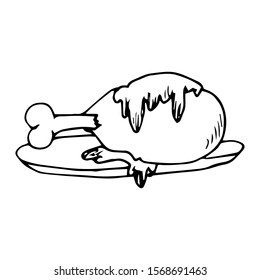 Chicken Meat  Doodle Icon Vector Simple Design