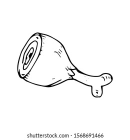 Chicken Meat  Doodle Icon Vector Simple Design