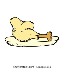 Chicken Meat  Doodle Icon Vector Simple Design