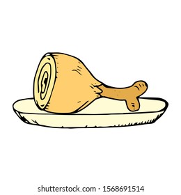 Chicken Meat  Doodle Icon Vector Simple Design