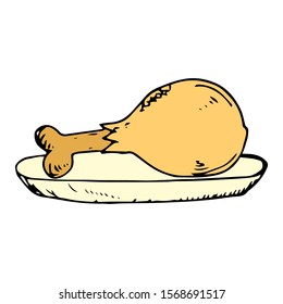 Chicken Meat  Doodle Icon Vector Simple Design