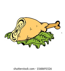 Chicken Meat  Doodle Icon Vector Simple Design