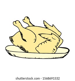 Chicken Meat  Doodle Icon Vector Simple Design