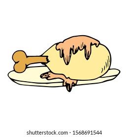 Chicken Meat  Doodle Icon Vector Simple Design