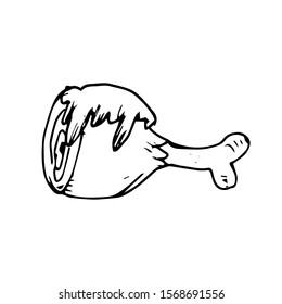Chicken Meat  Doodle Icon Vector Simple Design