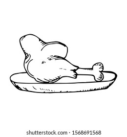Chicken Meat  Doodle Icon Vector Simple Design