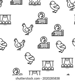 Chicken Meat Factory Vector Seamless Pattern Thin Line Illustration