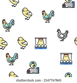 Chicken Meat Factory Vector Seamless Pattern Thin Line Illustration